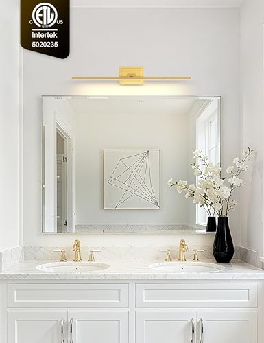 Image of VOLISUN Bathroom Vanity Light 31.5 inch, 18W Dimmable 5CCT Led Bathroom Light Fixture Over Mirror, Gold Bar Vanity Light for Bathrooms-ETL Certificated