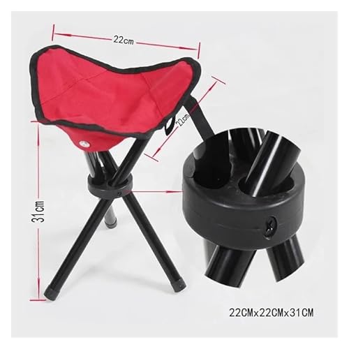 Chaise pliante d'extérieur rouge et tabouret camping léger - 4