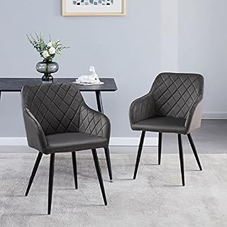 LEMROE Velvet Dining Chairs Set of 2 with Armrest and Back Support Upholstered Leisure Armchair kitchen Chairs with Metal Legs Counter Lounge Chair for Bedroom Living Room