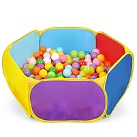 Eocolz Kids Ball Pit Large Pop Up Childrens Ball Pits Tent for Toddlers Playhouse Baby Crawl Playpen with Basketball Hoop and Zipper Storage Bag, Balls Not Included (1M Multicolor)