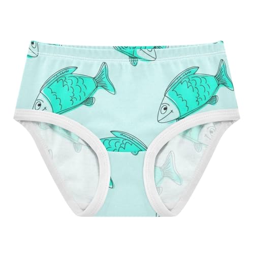 Fun Girls Underwear Toddler 2t Cotton Little Girl Panties Cute Cartoon Fish Turquoise Underpants Briefs