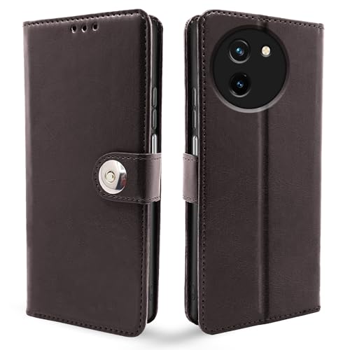Image of Pikkme Vivo T3x 5G / Vivo Y200i 5G Flip Cover Leather Finish | Inside TPU with Card Pockets | Wallet Stand and Shock Proof | Complete Protection Button Flip Case (Coffee)