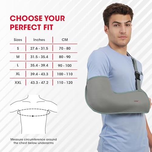 Image of LifeWear Arm Sling Tropical Shoulder Support for Fracture, Immobilizes Shoulder Joint and Prevents Dislocation, Cushion Padding, Aid for Soft Tissue Injury and Post-plaster Cast, For Men and Women, Size (S)