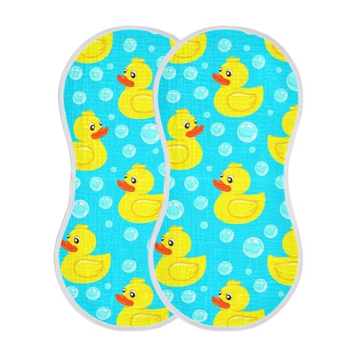 MCHIVER Rubber Duck Bubble Aqua Baby Burp Cloths Cotton Washcloths Absorbent Soft Burping Rags for Baby Boys Girl Burpy Cloth Bib 4 Pack2