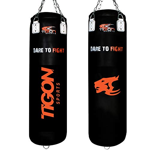 Tigon pesado saco de boxeo con saco de piel relleno 4 ft MMA boxeo guantes de boxeo Kickboxing Muay Thai formación