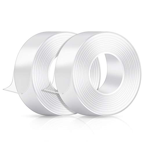 Double Sided Tape for Walls - Heavy Duty Mounting Tape - Adhesive, Washable and Reusable - Wall Tape for Picture Photo Carpet Decoration - Poster Tape Roll 16.5ft2rolls