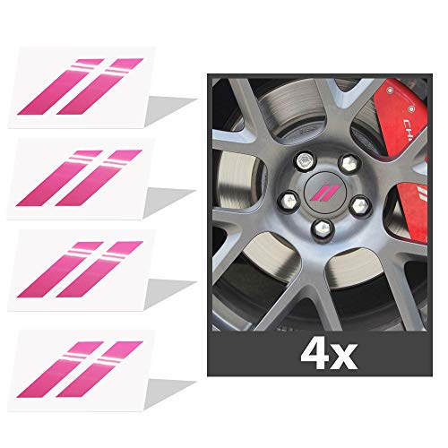 Image of IPG Compatible for Dodge Charger Challenger Durango Wheel Center Cap Decal Sticker Wrap Kit Personalize Your Vehicle (Inner Logo, Pink)