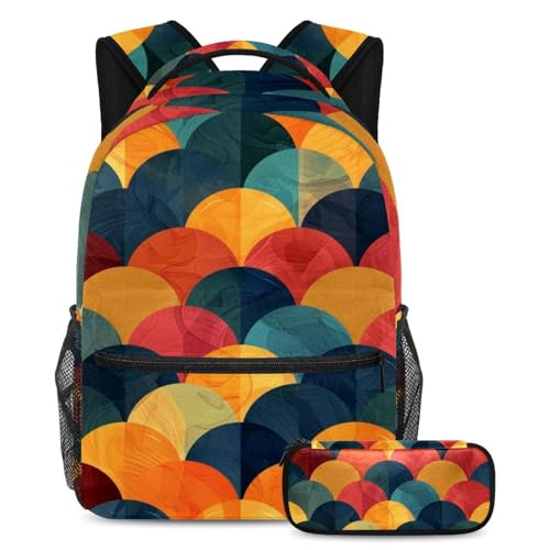 Sac de voyage pour étudiants et ensemble de cartables pour enfants art cercles colorés