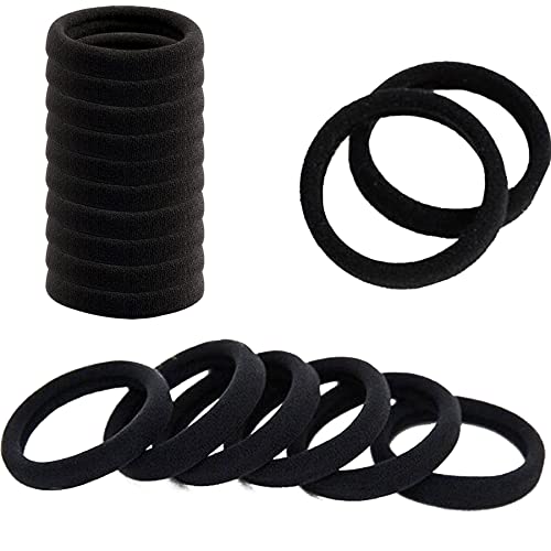 Haargummis Schwarz Baumwolle 50 St. Metallfreie Elastische Haargummis Dick für Frauen Cover