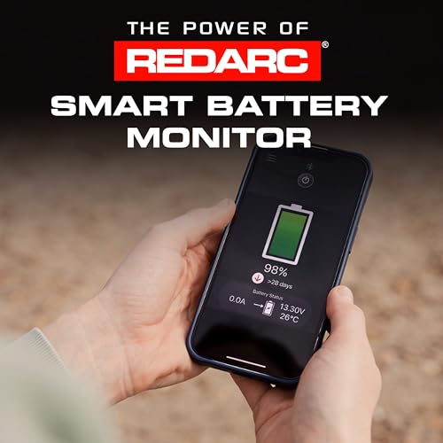 Image of REDARC 500A Smart Battery Monitor for 12V Systems, Bluetooth 5.1 with RedVision App Integration, Real-Time Accuracy for State of Charge, Time Remaining, Current Flow, Up to 42 Meters Wireless Range