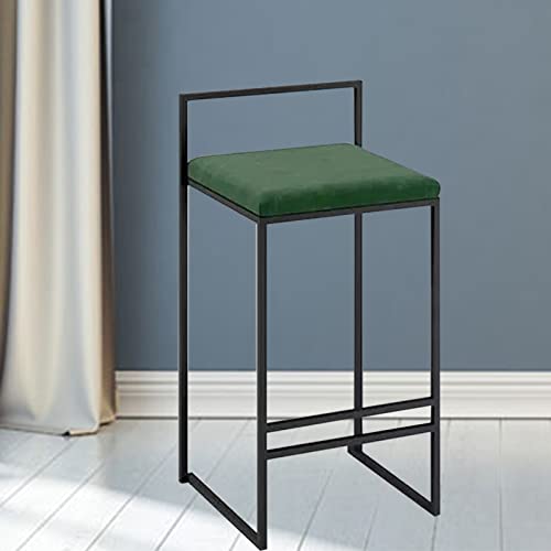 Tabourets de bar vert velours dossier ergonomique repose-pieds cuisine - 2