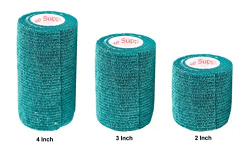 Image of Vet Wrap Tape (Hunter Green) (2 Pack) (4 Inch x 15 feet) Self Adhesive Adherent Adhering Cohesive Flex Self Stick Bandage Grip Roll Dog Cat Pet Horse