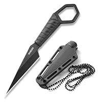 Omesio S-FC1 Neck Knife mit Scheide, 5CR13MOV Stahl ABS Griff EDC Messer Halskette für Drop Point Klinge Scharfes Fulltang für Männer Frauen, Camping für Wandern, und tägliche kleine Arbeit