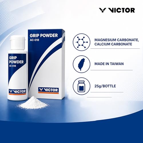 Image of Victor AC018 Badminton Grip Powder 25g (Pack of 2) | Anti-Slip Grip Enhancer with Magnesium Carbonate & Calcium Carbonate | Sweat Absorbing Powder for Superior Racket Control | Made in Taiwan