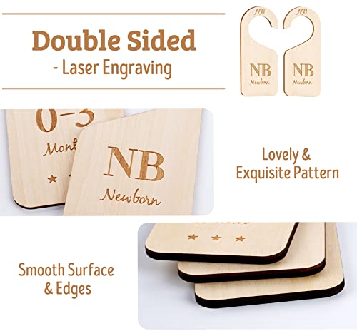 Houísm Wooden Baby Closet Size Dividers 7Pack, Baby Clothes Organizers Home Nursery Decor, Thicken And Double Sided From Newborn To 24 Months, Hanging Closet Dividers For Newborn Baby Shower #TOP5