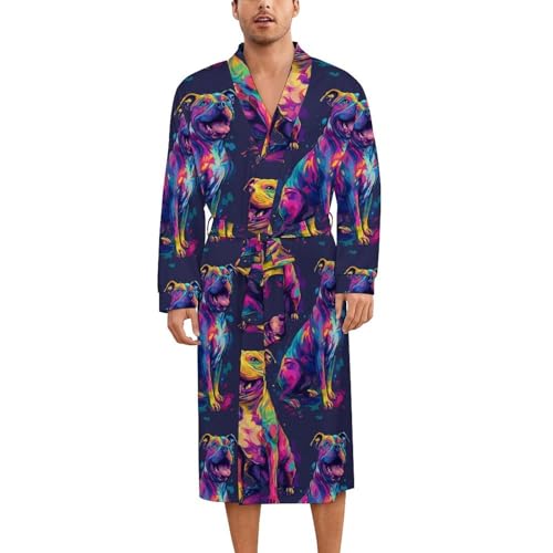 Robe de nuit en soie pour homme et femme légère avec ceinture imprimé