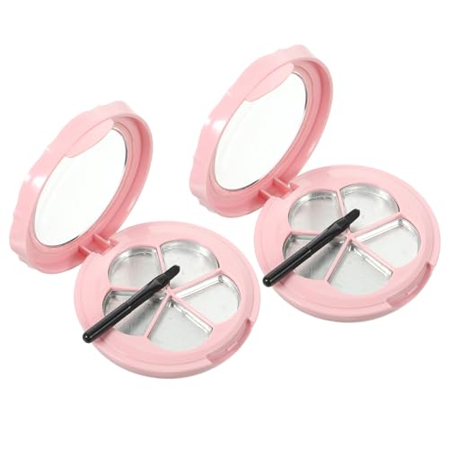 Healifty 2 juegos Caja para Maquillaje Reutilizable con Espejo y Brocha Contenedor Vacío para Sombras Rubor y Pintalabios Paleta Compacta Portátil para Almacenamiento DIY Color