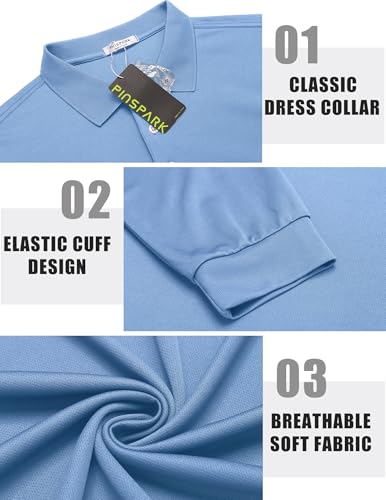 3-Pack PINSPARK Men's Long Sleeve Golf Polo Shirts (various) - image 5