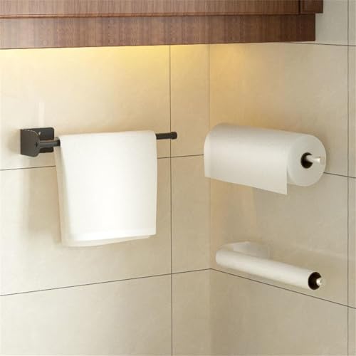 Paper Towel Holder, Stainless Steel Self-Adhesive or Drilling Freestanding Wall Paper Towel Holder,Matte Black Toilet Paper Roll Holder for Fridge Kitchen Home Bathroom Countertop - image 5