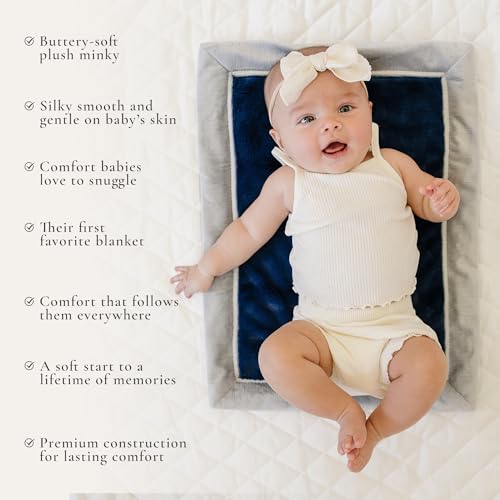 Image of Saranoni Luxury Security Blankets for Babies | Ultra-Soft Lush and Boutique Quality Baby Blanket | Navy Gray, Mini - 15 inch x 20 inch