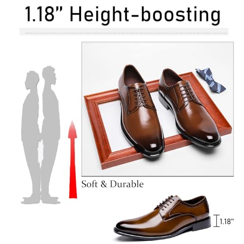 Men's Genuine Leather Formal Oxfords Classic Lace-up Comfortable Pointed Toe Derbys Dress Shoes for Wedding Office Business Leather Shoes4