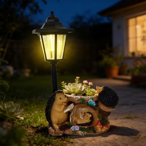 Pot de fleurs solaire hérisson déco pour jardin et terrasse - 3
