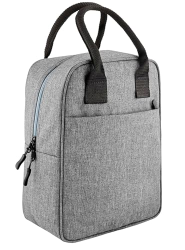 Image of Zaib Insulated Lunch /Tiffin /Travel /Storage Bag | Leakproof Keeps Hot and Cold | Unisex Lunch Box Bag for Kids, Office, Picnic, School (Canvas Grey)