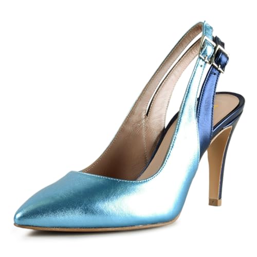 YDN Women Chic Closed Toe High Heel Slingback Pumps Two Toned Double Strap Buckles Shoes Dancing Prom Dating Size 4-16 US