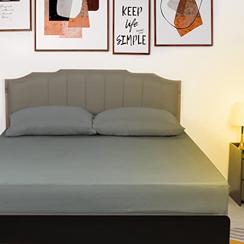 Lirex European Single Fitted Sheets 90x200,100% Cotton 300 Thread Count Soft Breathable Deep Pocket up to 12" / 30cm,Dark Grey - Image 4