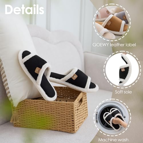 Image of GOEWY Cross Band Slippers for Women with Cozy Memory Foam Machine Washable | Open Toe Summer Cute Slipper,Soft Black House Shoes Slides,Indoor Outdoor Non-Slip Slip On,Gifts for Women Ladies Her Mom