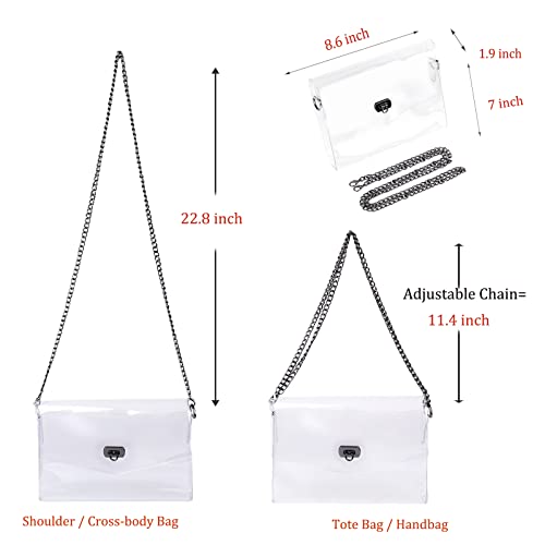 Image of JOMPARO Clear Purses for Women Stadium Events Clear Crossbody Bag with Metal Chain