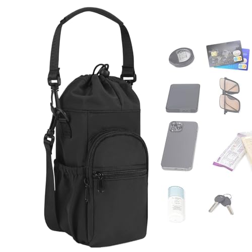 Sac isotherme pour bouteille d'eau noir housse legere avec bandouliere reglable