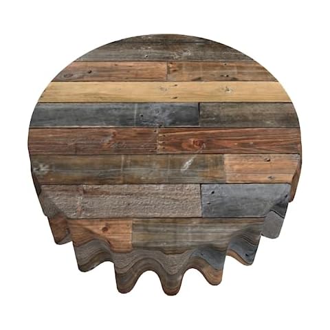 Giwawa Wood Grain Round Tablecloth, Rustic Wooden Texture Circle Table Cloth, Vintage Style Barnwood Table Cover for Kitchen Dining Holiday Farmhouse Indoor Outdoor, Reusable Heat Resistant, 60Inch Cover
