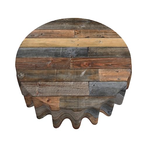 Giwawa Wood Grain Round Tablecloth Rustic Wooden Texture Circle Table Cloth Vintage Style Barnwood Table Cover for Kitchen Dining Holiday Farmhouse Indoor Outdoor Reusable Heat Resistant 60Inch