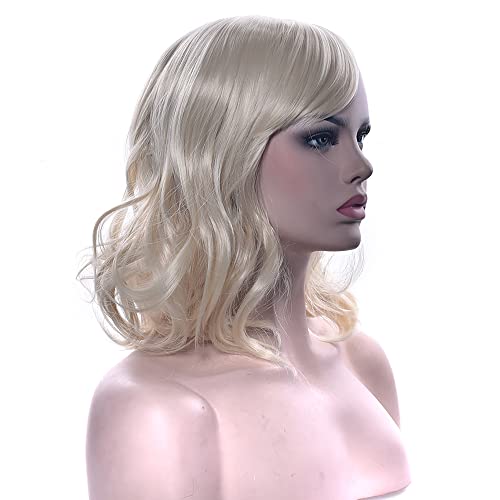 IMISSU Short Curly Hair Bob Wigs Cosplay Wig with Bangs Halloween Costume Party Headwear for Women (613 Blonde) - Image 3