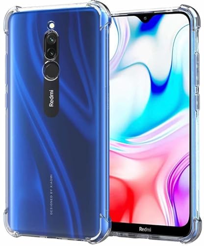 Image of BOXXO Flexible Back Cover for Mi Redmi 8 | Back Cover Transparent Clear Shockproof Case Four Corner Protection | Slim Protective Mobile Phone Cover for Mi Redmi 8