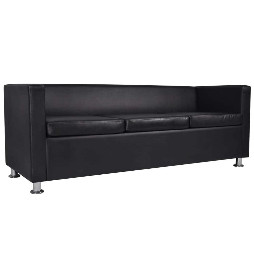 sofás de Dos plazas,Sofa 120 cm,Sofa Cama Dos plazas,Sofá de 3 plazas de Cuero Artificial negroAdecuado para salón, Dormitorio