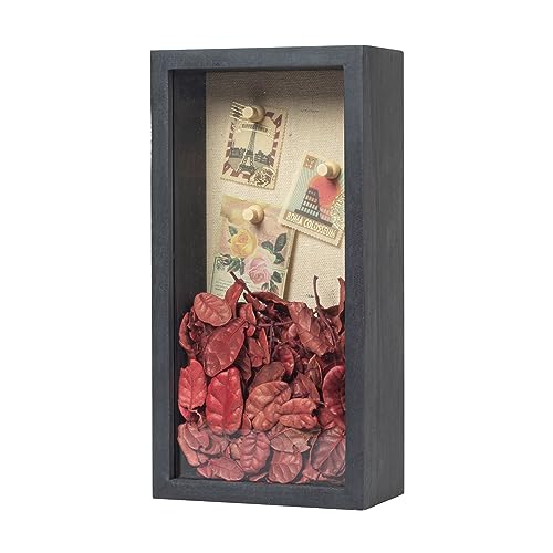 Image of Shadow Box Frame 5x10 Shadow Box Display Case with Linen Back of Awards Memorabilia Flower, Pictures, Keepsakes、Bouquet、Medals and More Photos Memory Box Long Skinny Black