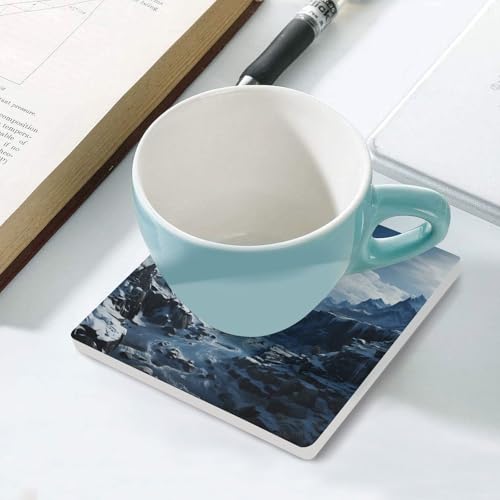 Dessous de verre réutilisables montagnes enneigées pour table basse