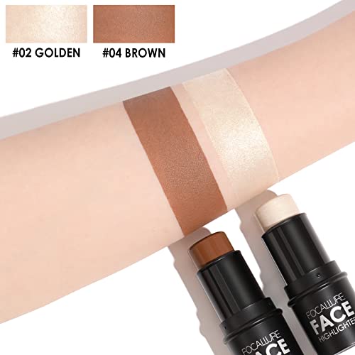 image for FOCALLURE 2 Pcs Contour Foundation Stick, Highlighter & Bronzer Pen, F