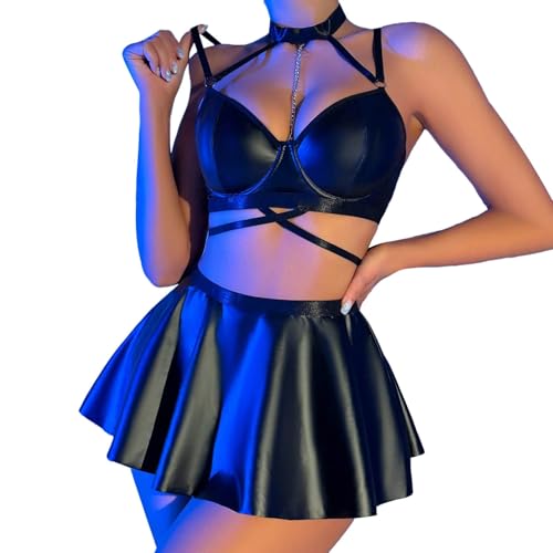 Ensemble de lingerie transparente femme avec bas résille et dentelle