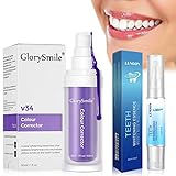 【Ingredientes naturales】 El corrector de color v34 está hecho de ingredientes de extractos de plantas, no contiene agentes blanqueadores industriales, no daña los dientes y se puede usar con confianza. El corrector de color v34 ayuda a descomponer la pigmentación en la superficie de los dientes, bloquea la pigmentación, reduce las manchas amarillas y evita que los dientes se vuelvan amarillos. El diamond smile pasta de dientes obsessive restaura la blancura natural de tus dientes con el tiempo.