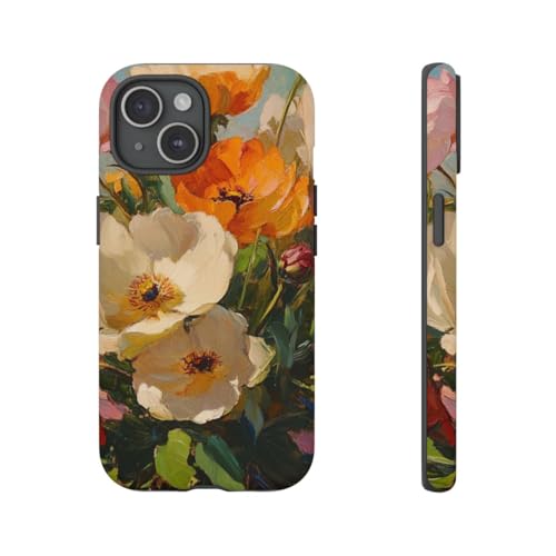 Coque rigide mate iPhone 15 bouquet floral artistique multicolore