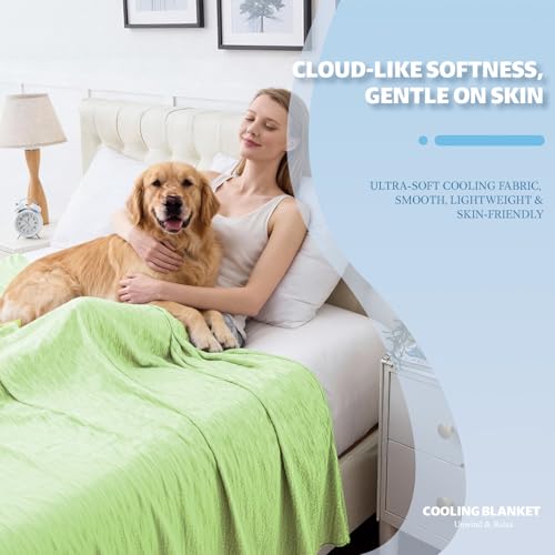 Image of Cooling Blanket Throw Size, 50 inchx70 inch Cooling Blankets for Hot Sleepers, Cold Blanket Thin Lightweight Breathable Soft for Couch Bed, Lightweight Blanket Keep Cool for Night Sweats