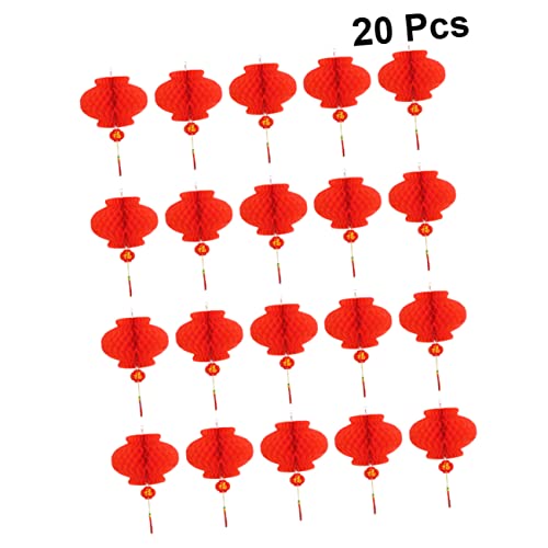 Osaladi 20Pcs Chinese Paper Lantern Red Home Decor Outdoor Decor Little Red Lantern Hanging Lantern Party Supplies Lantern Festival Paper Lanterns Hanging Lanterns Decorative Wedding Red #TOP5