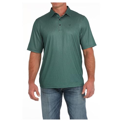 Cinch Mens Arenaflex Green Print Polo