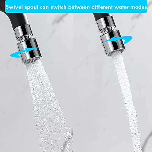 ONECE Wandarmatur Küche mit 3/4 Zoll Anschluss für Geschirrspüler/Waschmaschine, Küchenarmatur Wandmontage mit 2 Strahlarten, Armatur Wand Mischbatterie, Schwarz