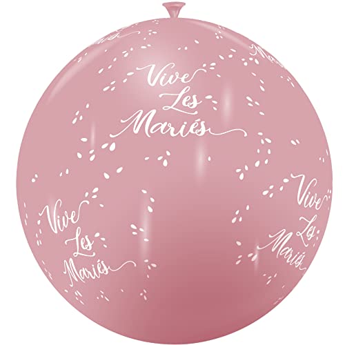 1 Ballon géant mariage 'vive les mariés' Rose Blush en latex 80/100 cm REF/11975 Fabrication française