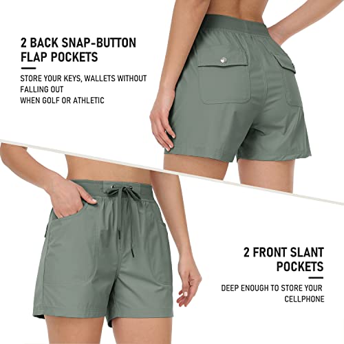 Mofiz Womens Hiking Cargo Shorts Athletic Shorts For Women With Pockets Gray Green X-Large #TOP4