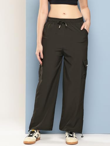 Image of Aarika Womens Casual Wear Black Colour Solid Crep Cargo Pant